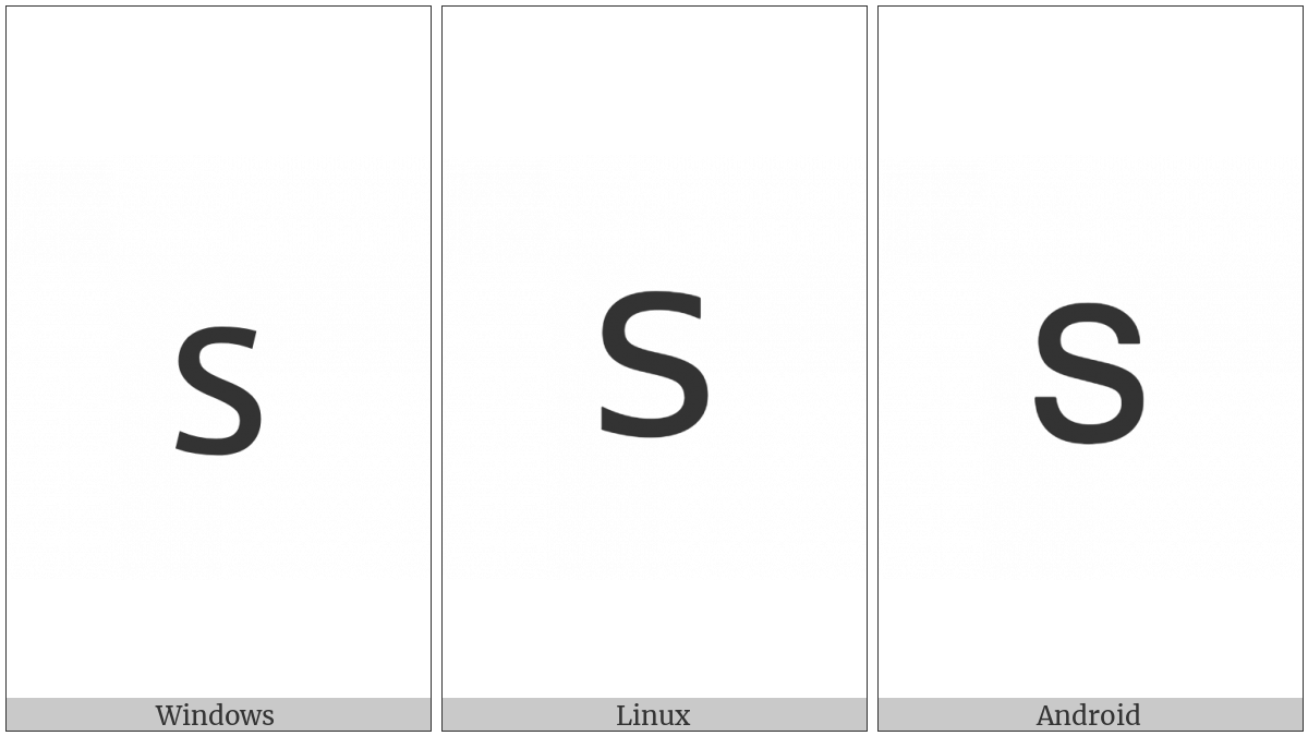 Mathematical Sans-Serif Small S on various operating systems