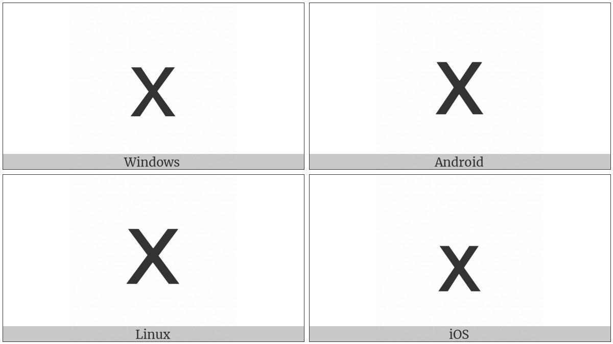 Mathematical Sans-Serif Small X on various operating systems