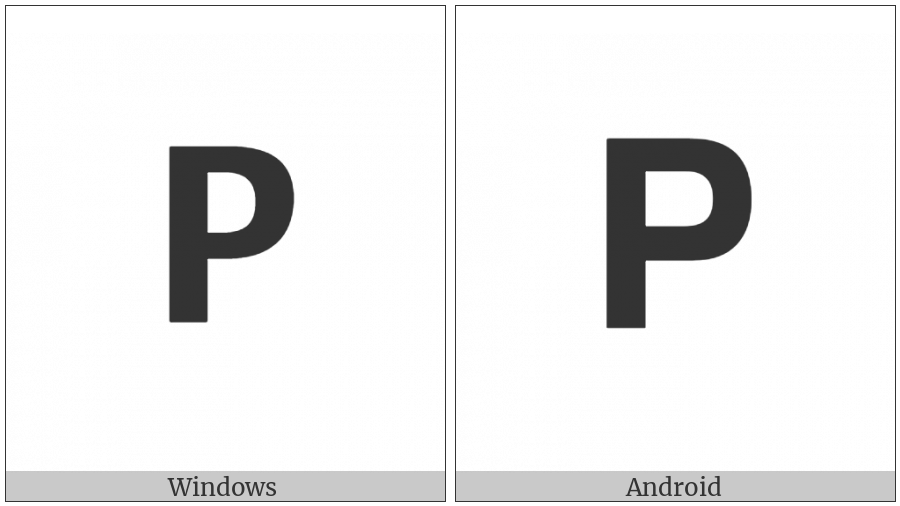 Mathematical Sans-Serif Bold Capital P on various operating systems