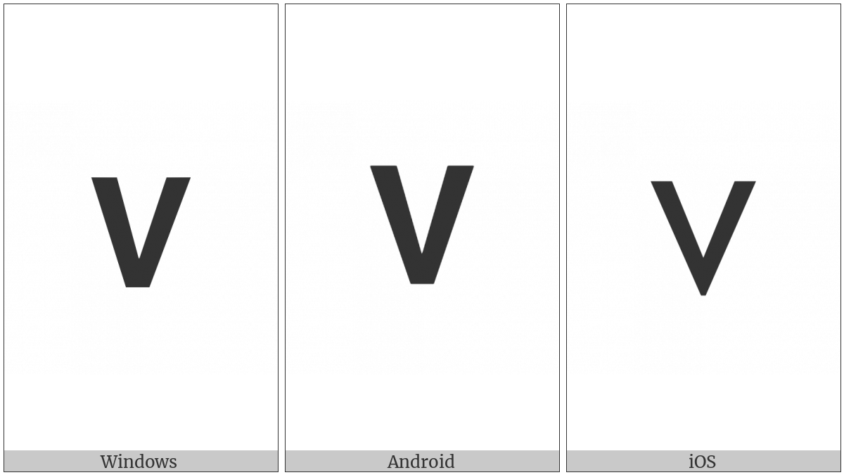 Mathematical Sans-Serif Bold Capital V on various operating systems