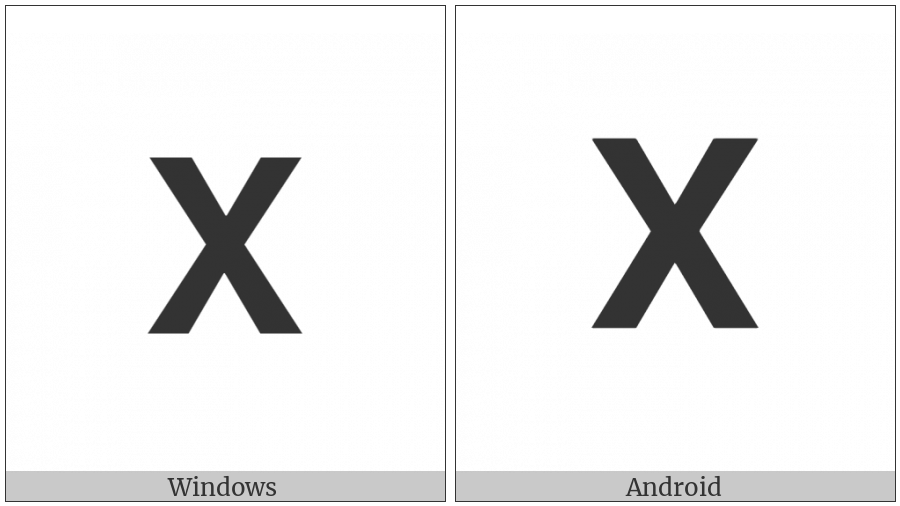 Mathematical Sans-Serif Bold Capital X on various operating systems