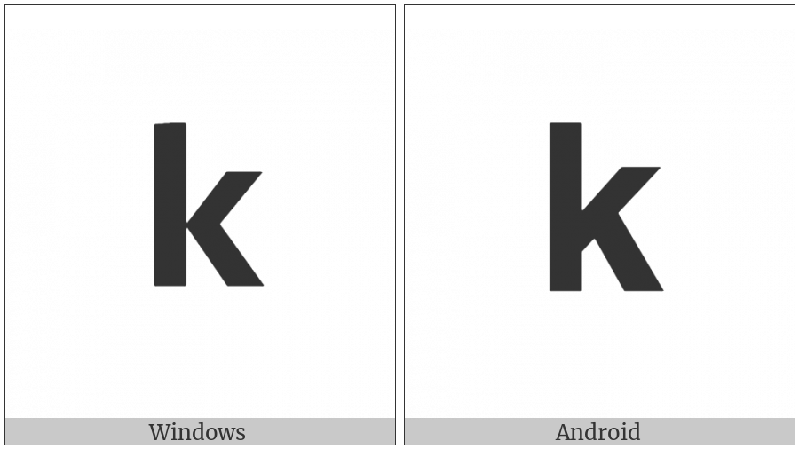 Mathematical Sans-Serif Bold Small K on various operating systems