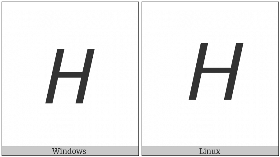 Mathematical Sans-Serif Italic Capital H on various operating systems