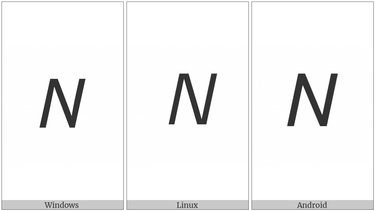 Mathematical Sans-Serif Italic Capital N on various operating systems