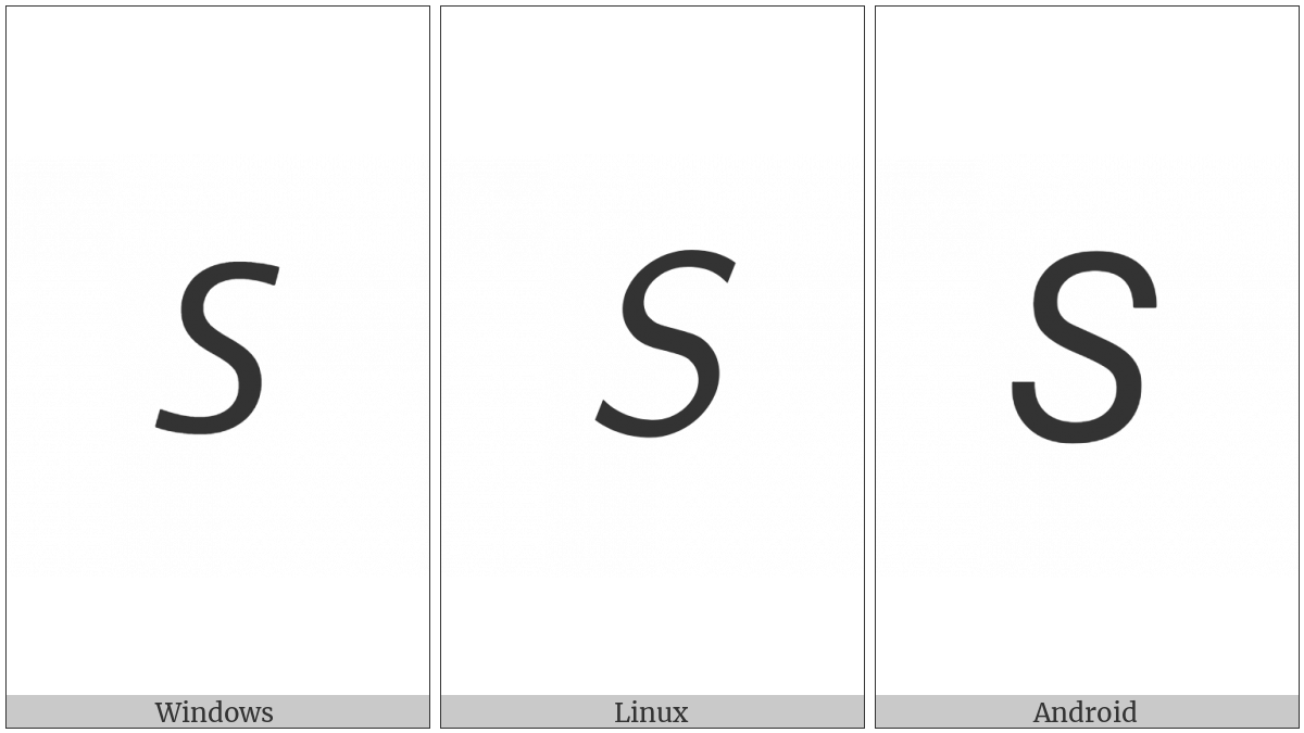 Mathematical Sans-Serif Italic Capital S on various operating systems