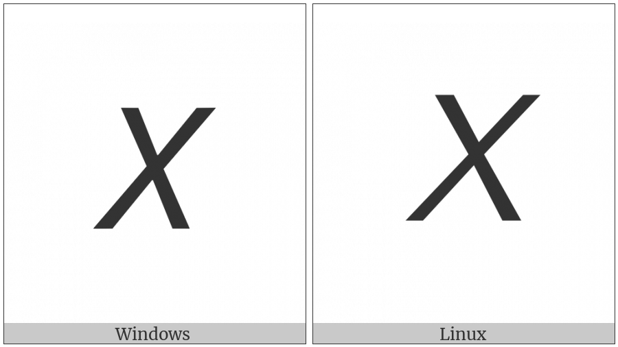 Mathematical Sans-Serif Italic Capital X on various operating systems