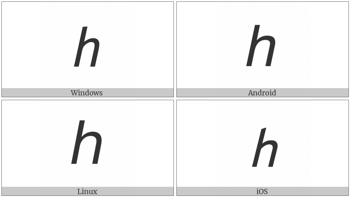 Mathematical Sans-Serif Italic Small H on various operating systems