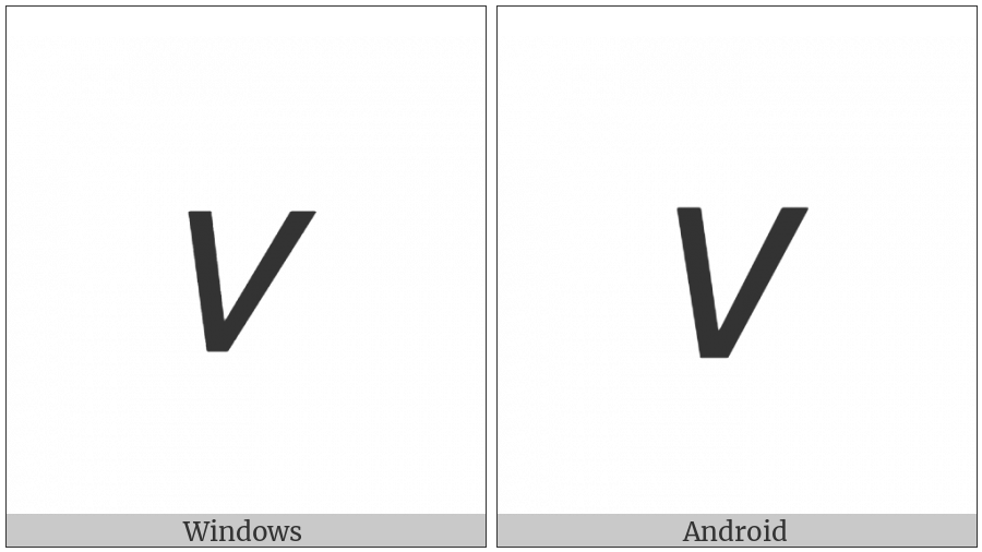 Mathematical Sans-Serif Italic Small V on various operating systems