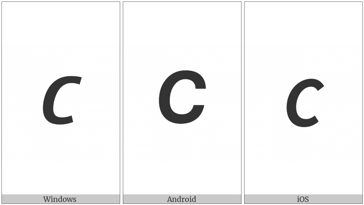 Mathematical Sans-Serif Bold Italic Capital C on various operating systems