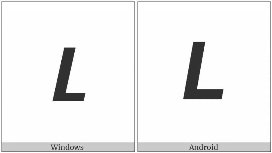 Mathematical Sans-Serif Bold Italic Capital L on various operating systems