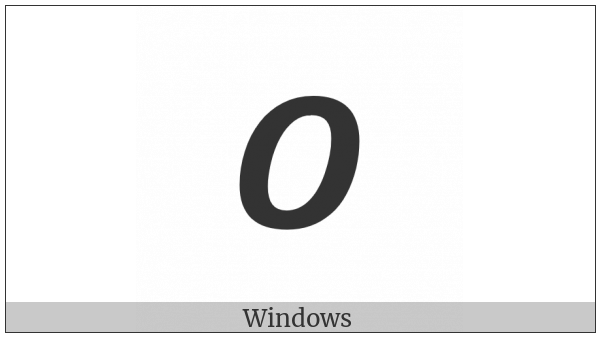 Mathematical Sans-Serif Bold Italic Capital O on various operating systems