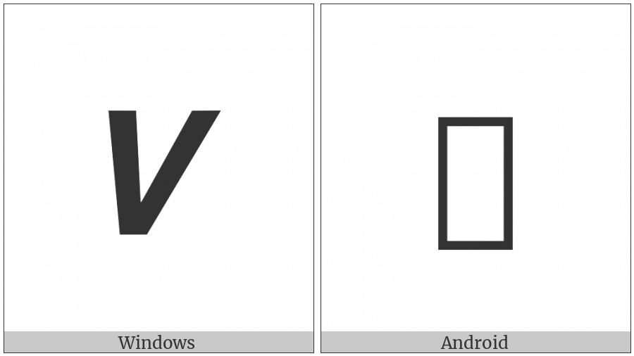 Mathematical Sans-Serif Bold Italic Capital V on various operating systems