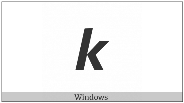 Mathematical Sans-Serif Bold Italic Small K on various operating systems