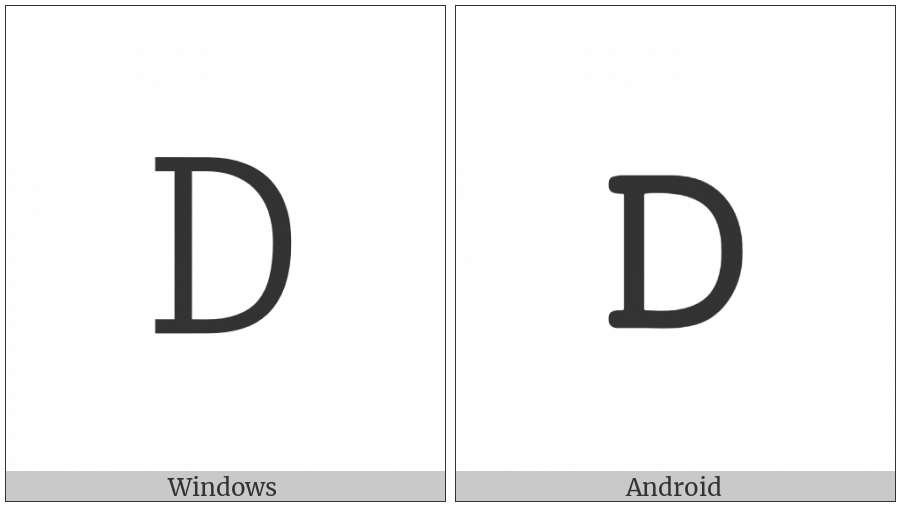 Mathematical Monospace Capital D on various operating systems