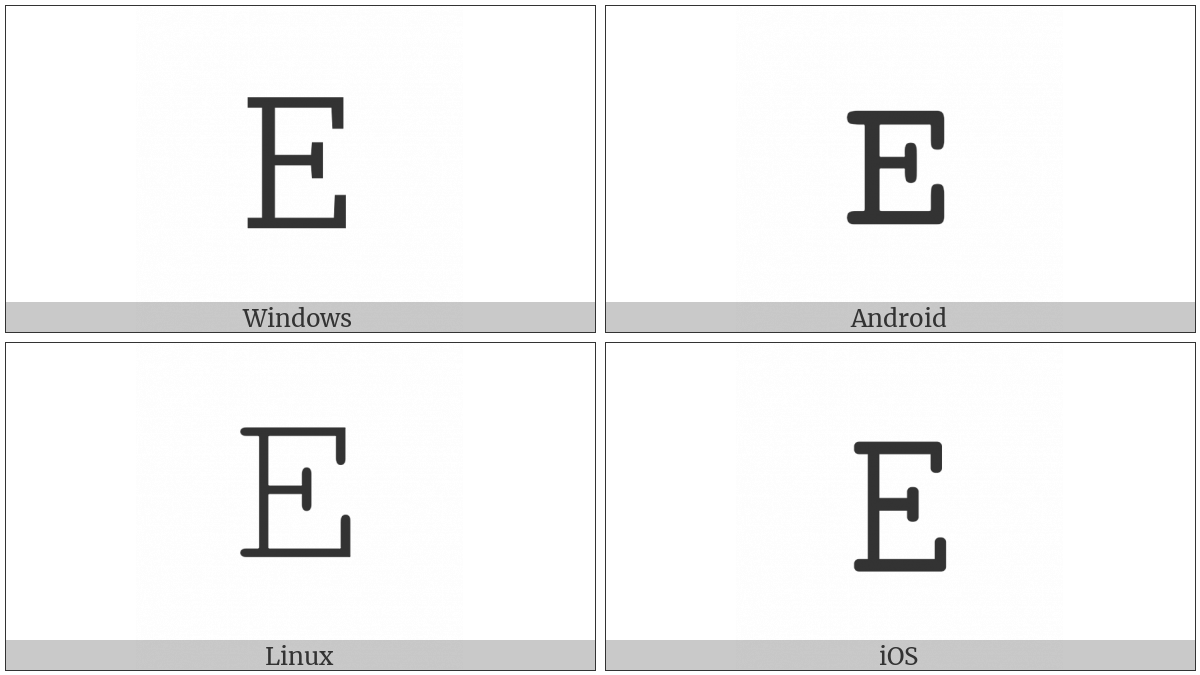 Mathematical Monospace Capital E on various operating systems