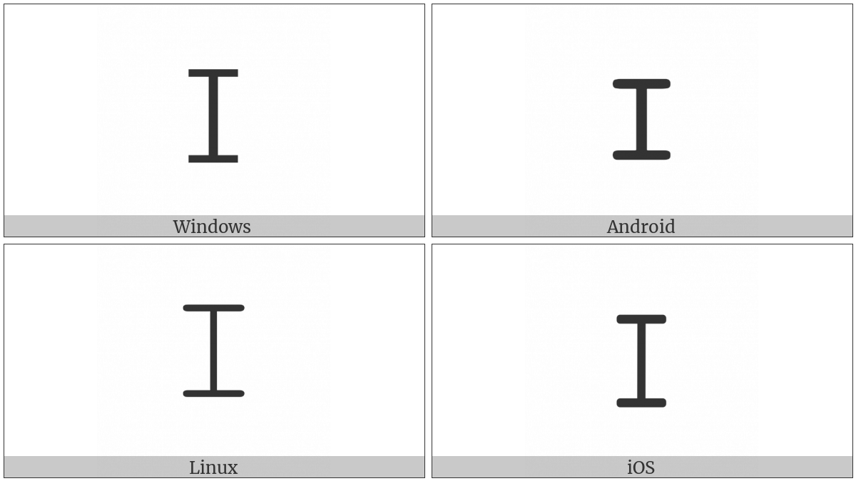 Mathematical Monospace Capital I on various operating systems