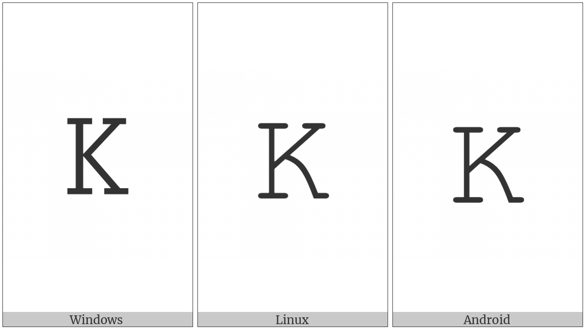 Mathematical Monospace Capital K on various operating systems