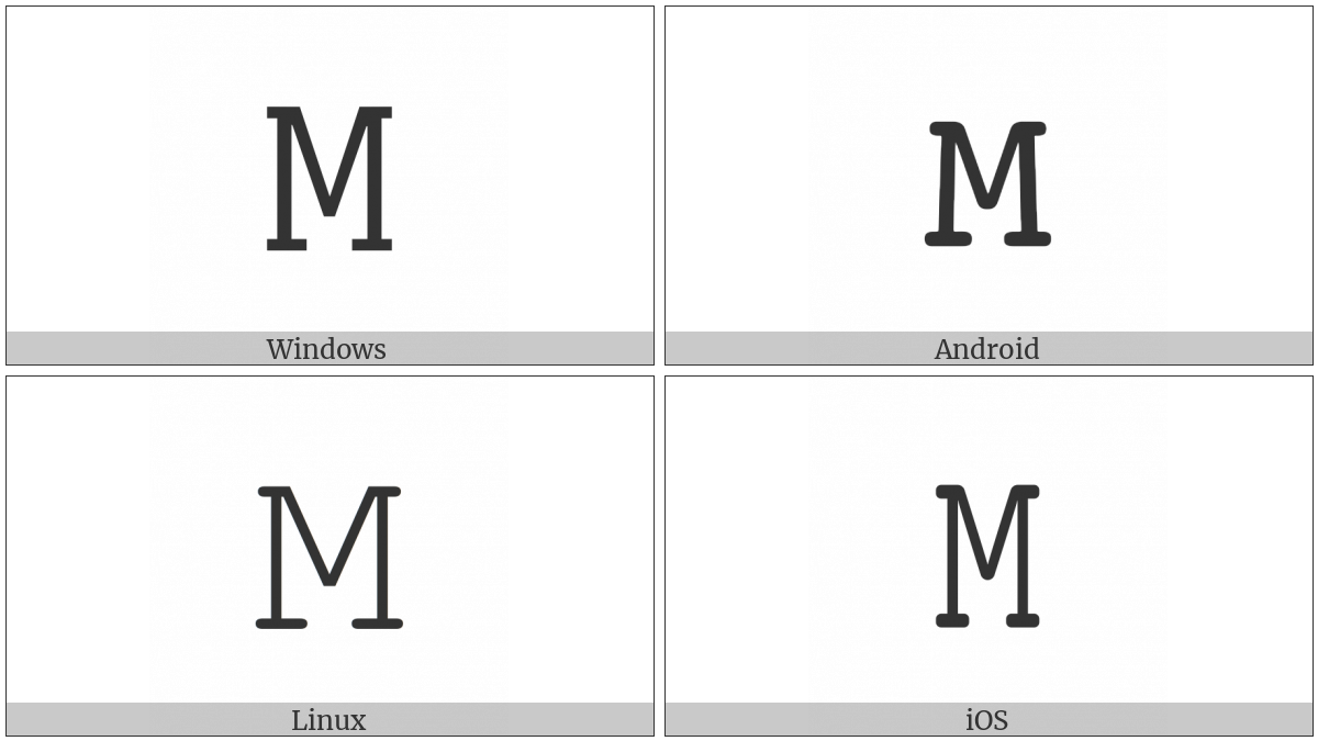 Mathematical Monospace Capital M on various operating systems