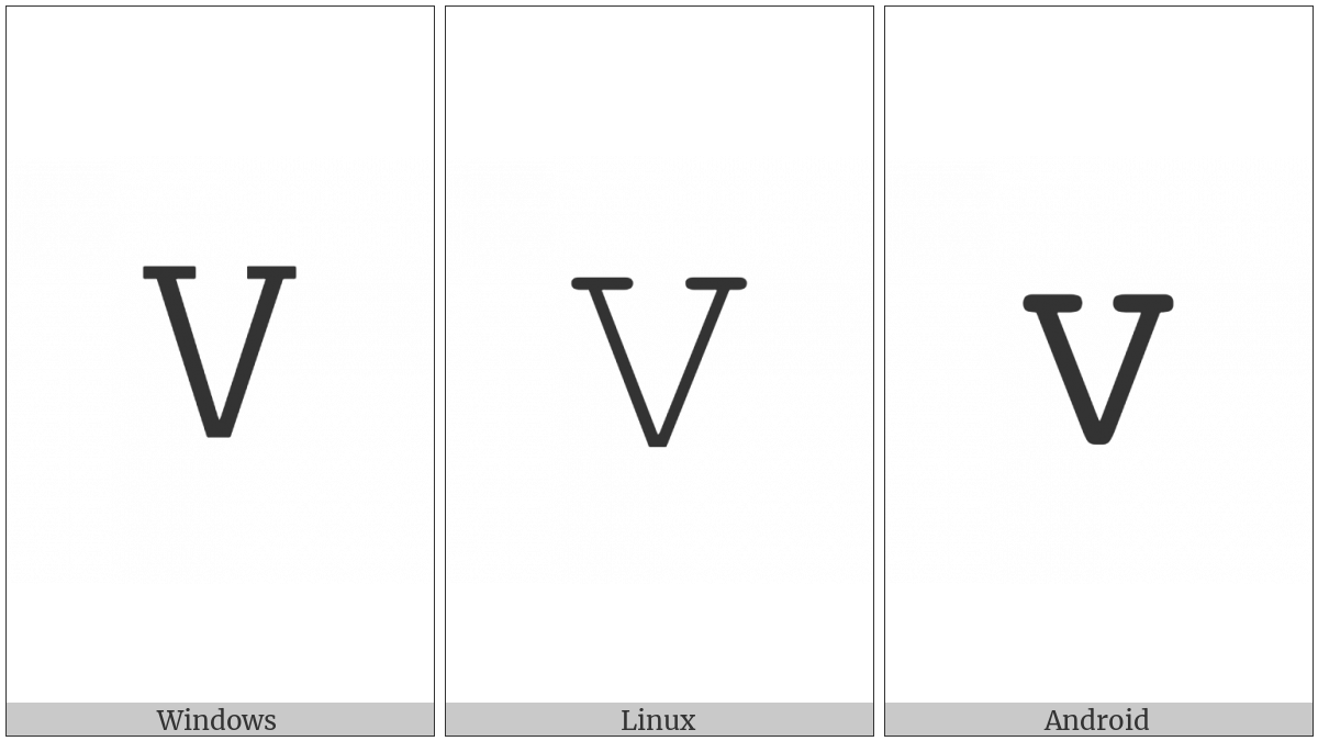 Mathematical Monospace Capital V on various operating systems