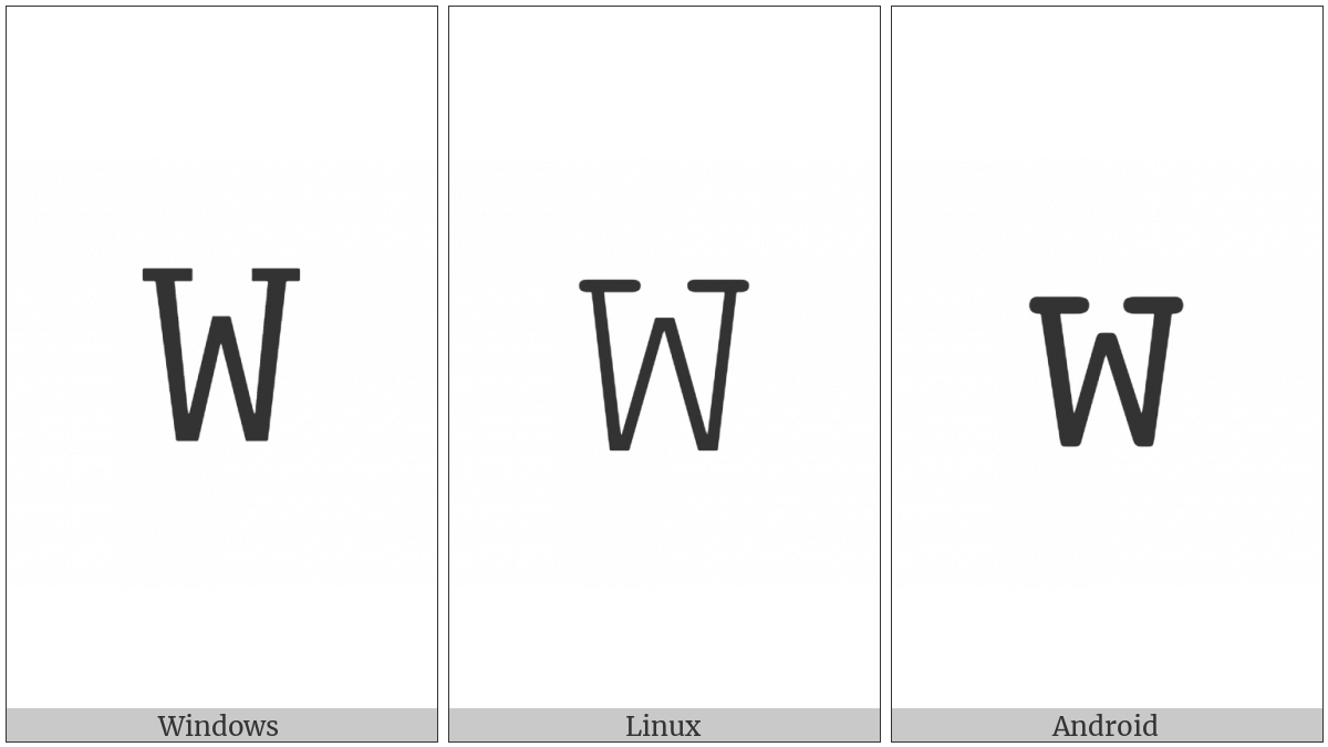 Mathematical Monospace Capital W on various operating systems