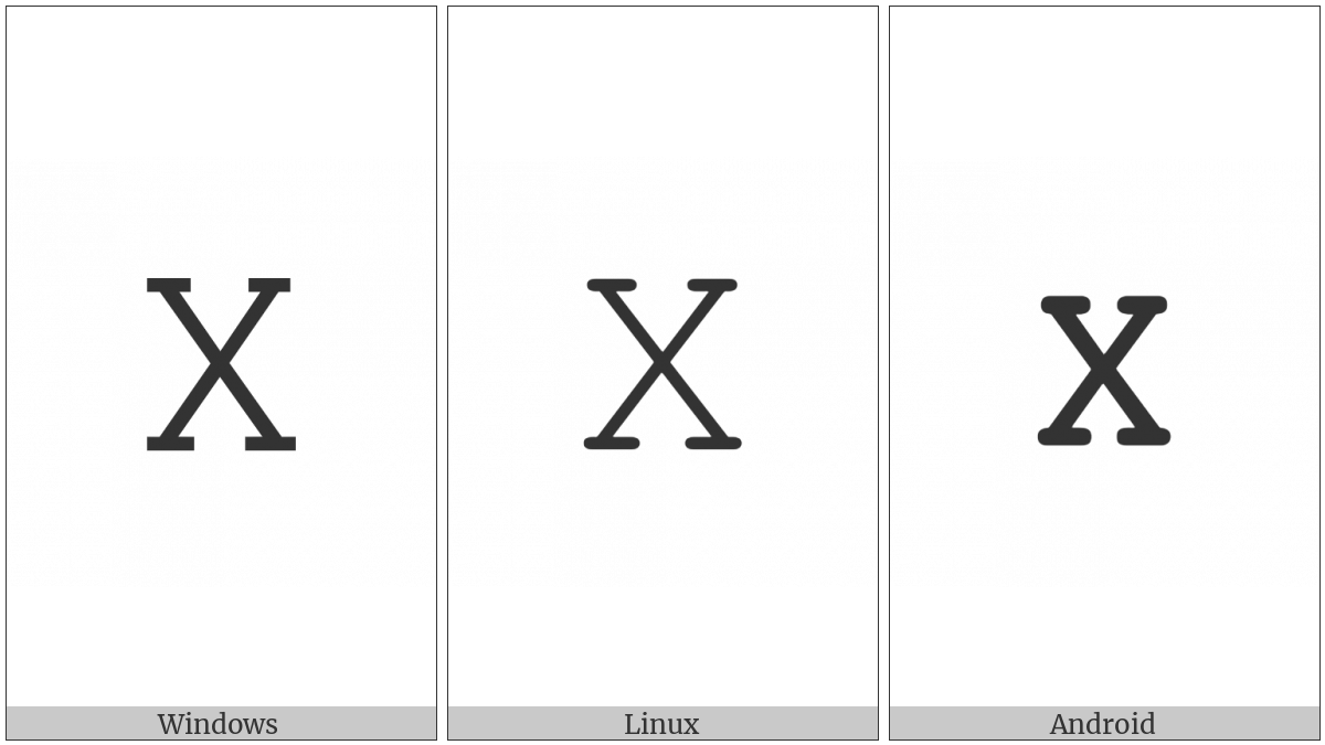 Mathematical Monospace Capital X on various operating systems