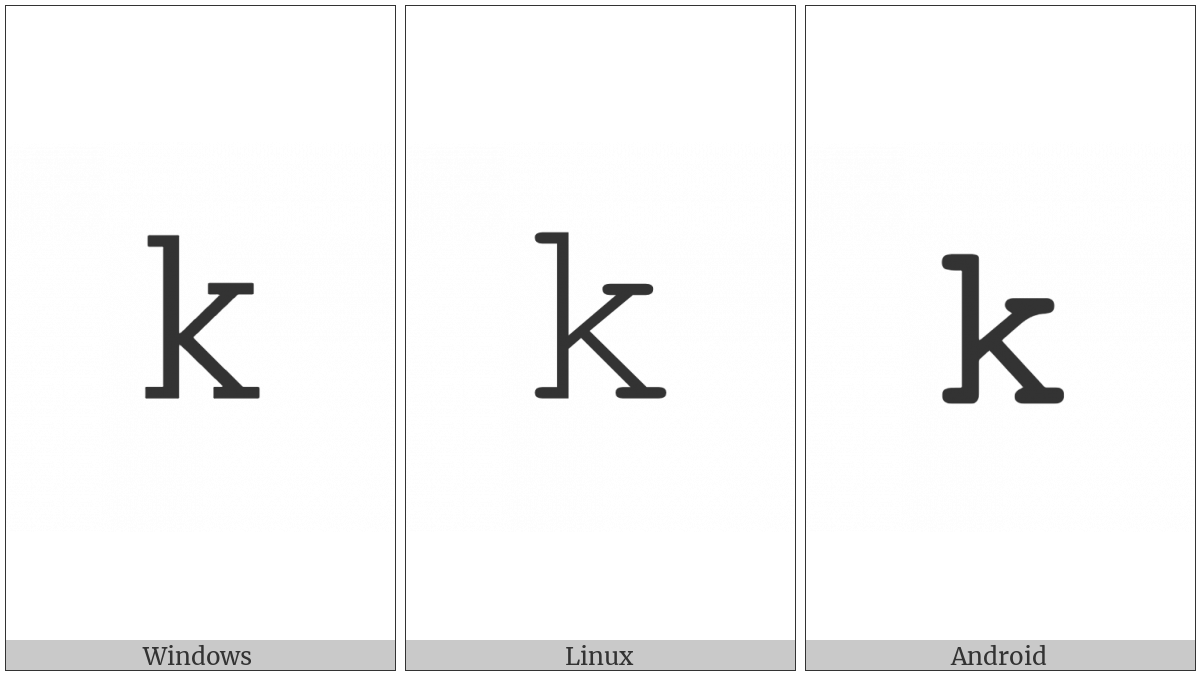 Mathematical Monospace Small K on various operating systems