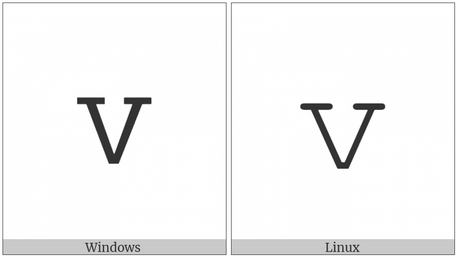 Mathematical Monospace Small V on various operating systems