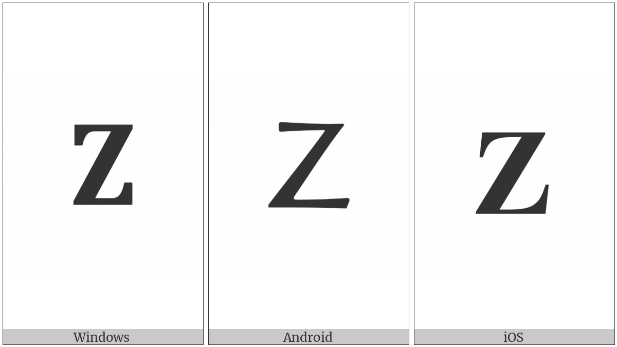 Mathematical Bold Capital Zeta on various operating systems