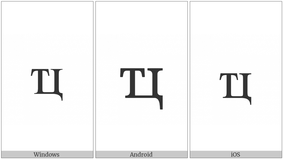 Cyrillic Small Ligature Te Tse on various operating systems