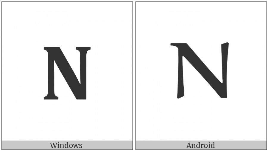 Mathematical Bold Capital Nu on various operating systems