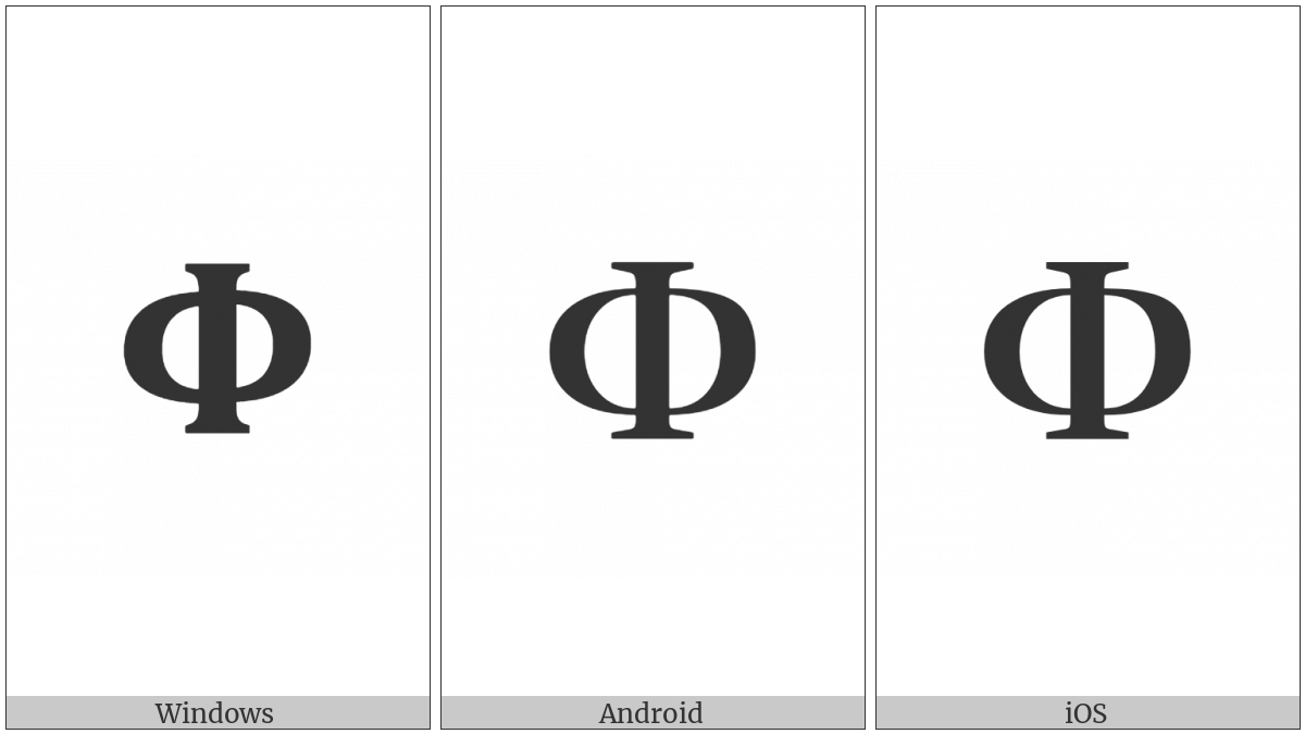 Mathematical Bold Capital Phi on various operating systems