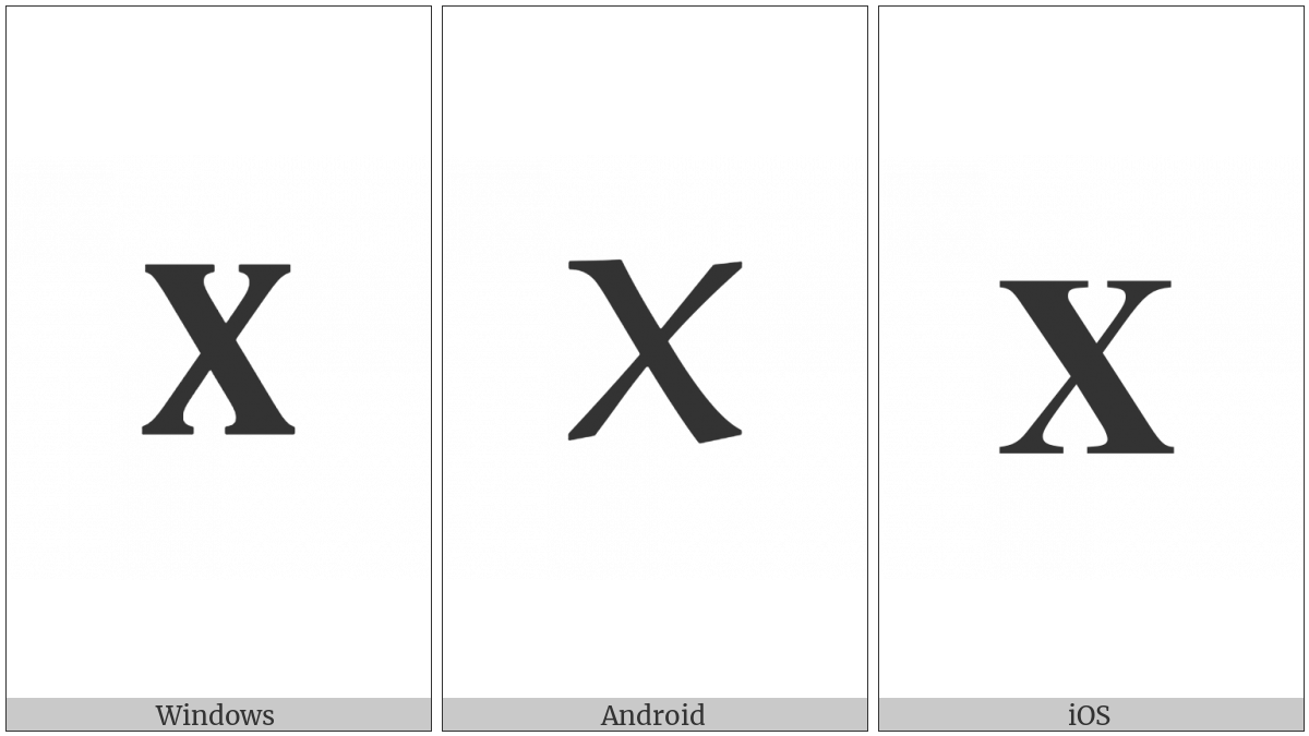 Mathematical Bold Capital Chi on various operating systems