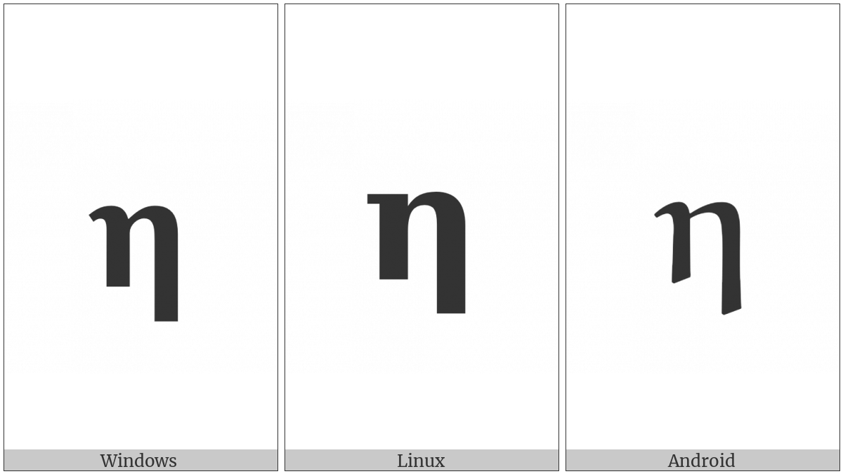 Mathematical Bold Small Eta on various operating systems