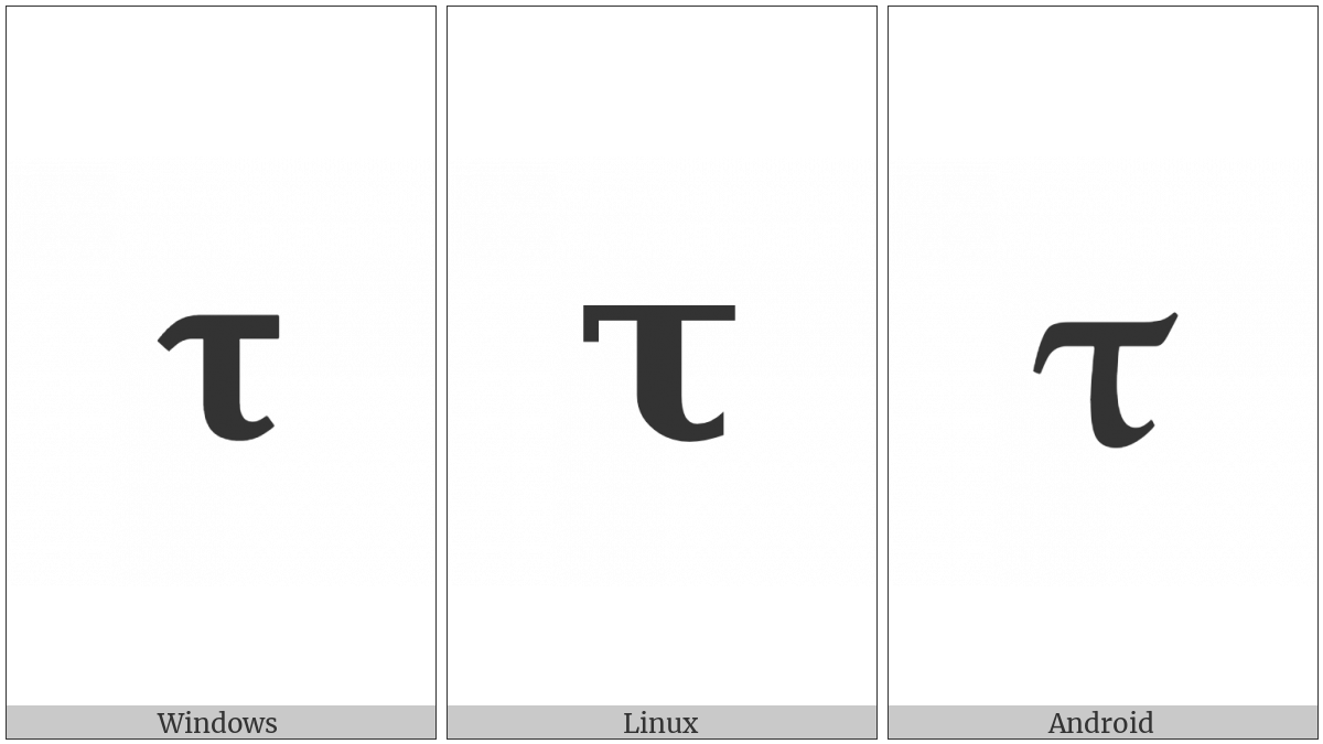 Mathematical Bold Small Tau on various operating systems