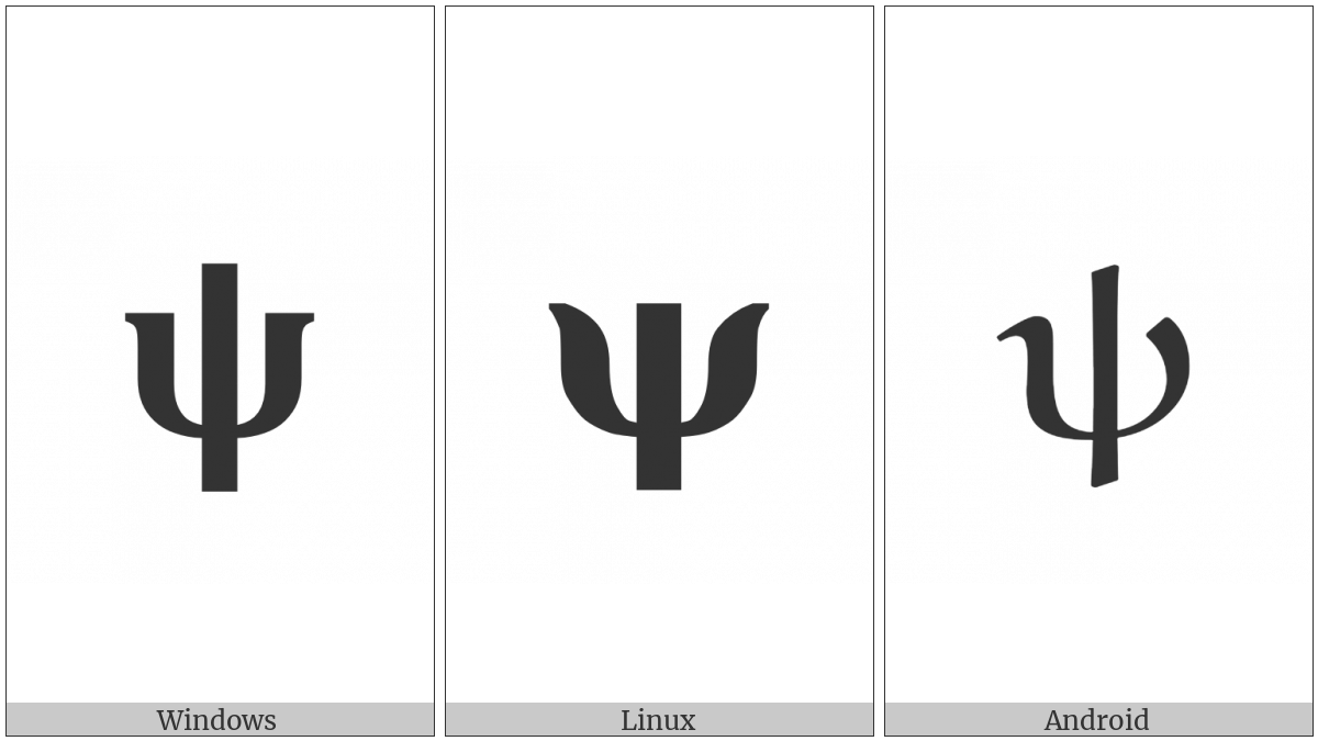 Mathematical Bold Small Psi on various operating systems