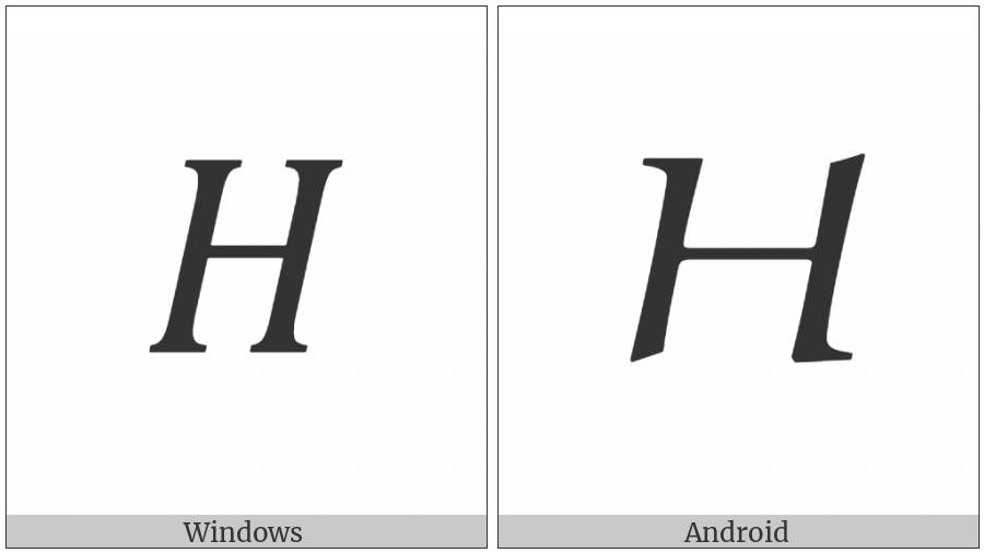 Mathematical Italic Capital Eta on various operating systems