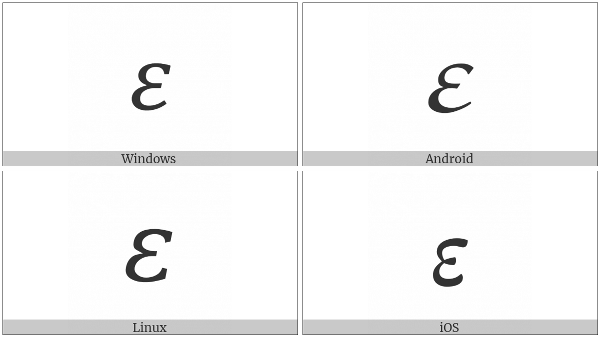 Mathematical Italic Small Epsilon on various operating systems