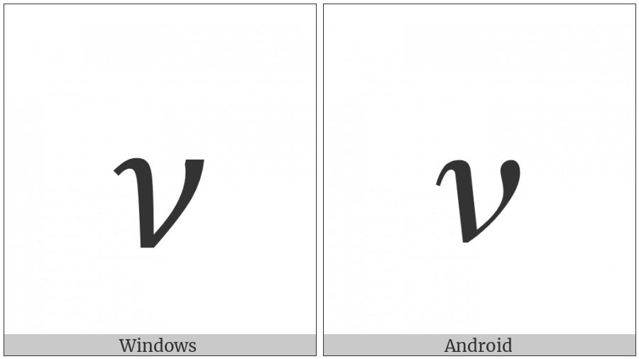 Mathematical Italic Small Nu on various operating systems