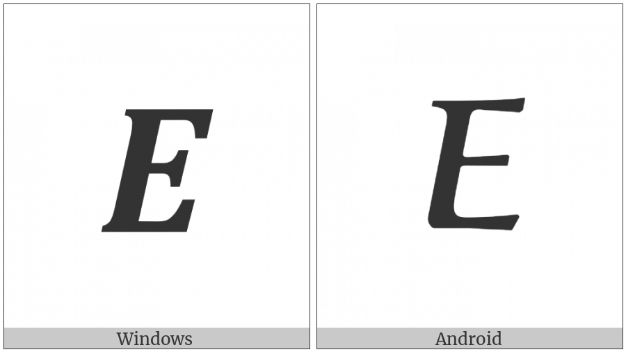 Mathematical Bold Italic Capital Epsilon on various operating systems