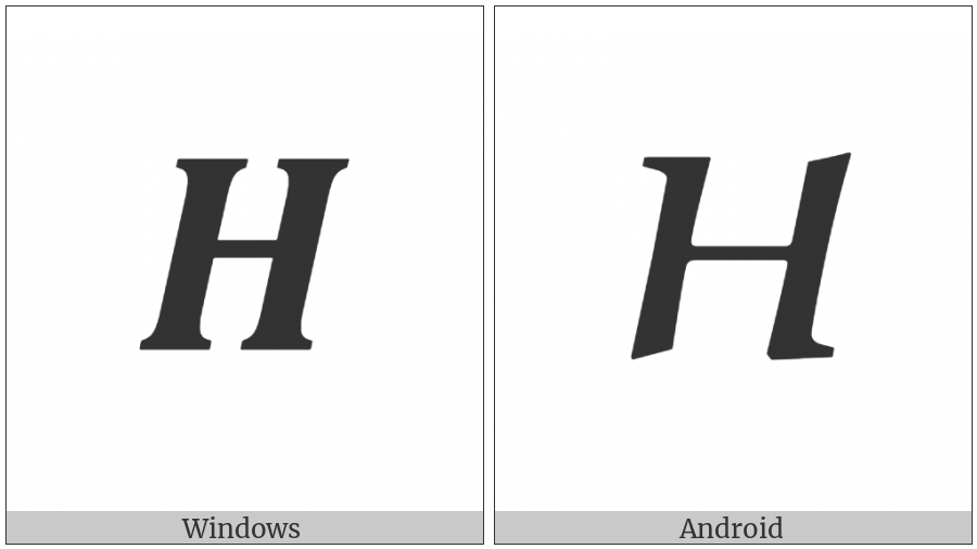 Mathematical Bold Italic Capital Eta on various operating systems