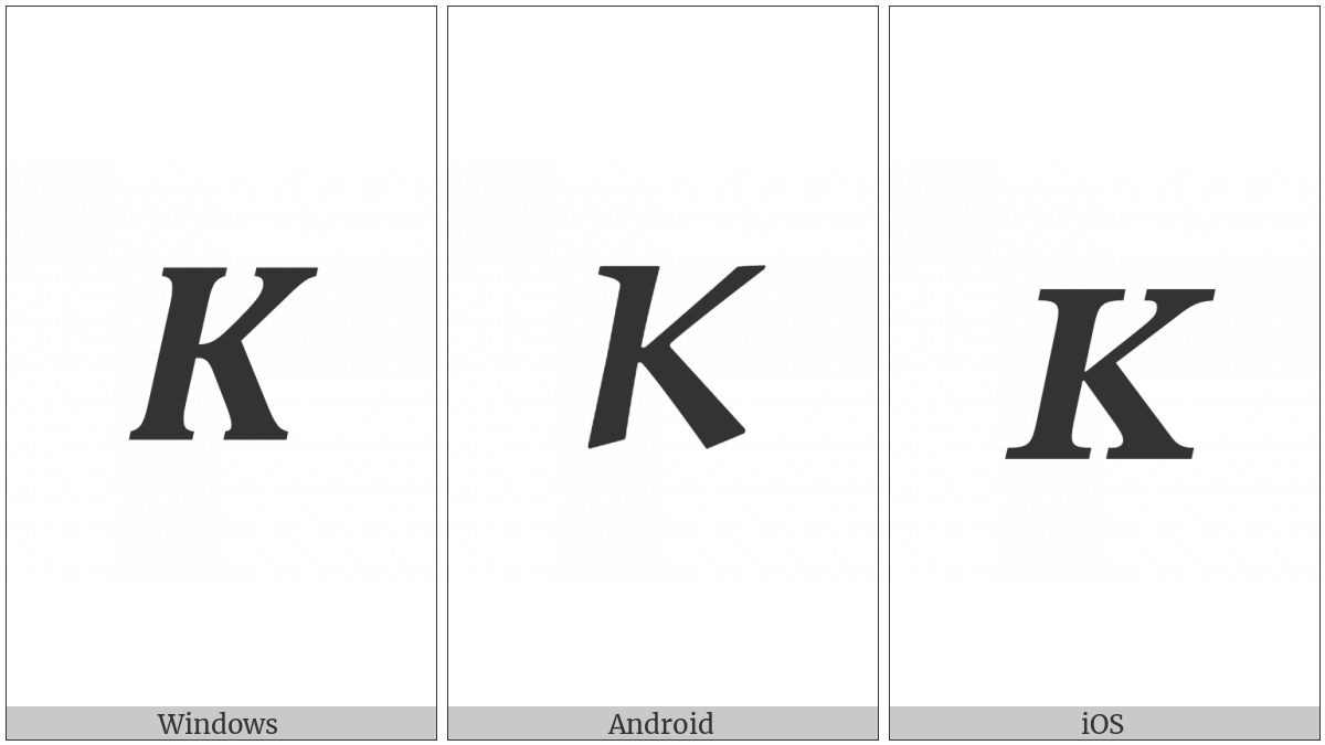 Mathematical Bold Italic Capital Kappa on various operating systems