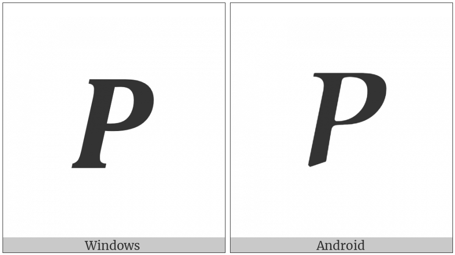 Mathematical Bold Italic Capital Rho on various operating systems