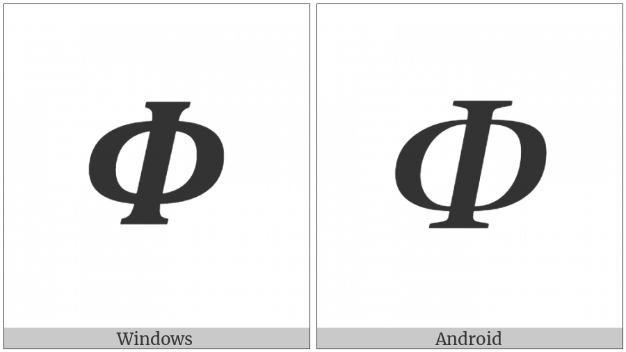 Mathematical Bold Italic Capital Phi on various operating systems