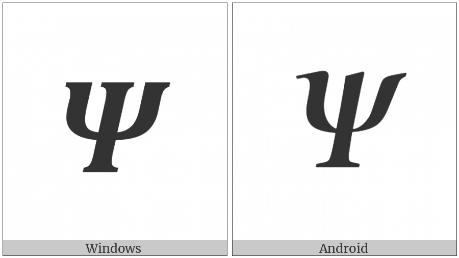 Mathematical Bold Italic Capital Psi on various operating systems