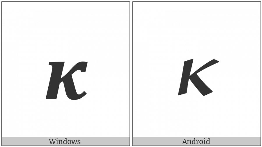 Mathematical Bold Italic Small Kappa on various operating systems