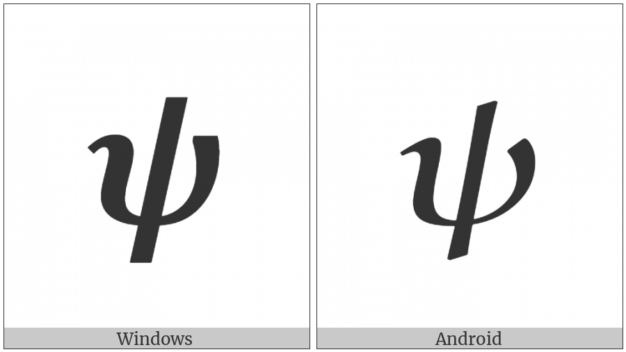 Mathematical Bold Italic Small Psi on various operating systems