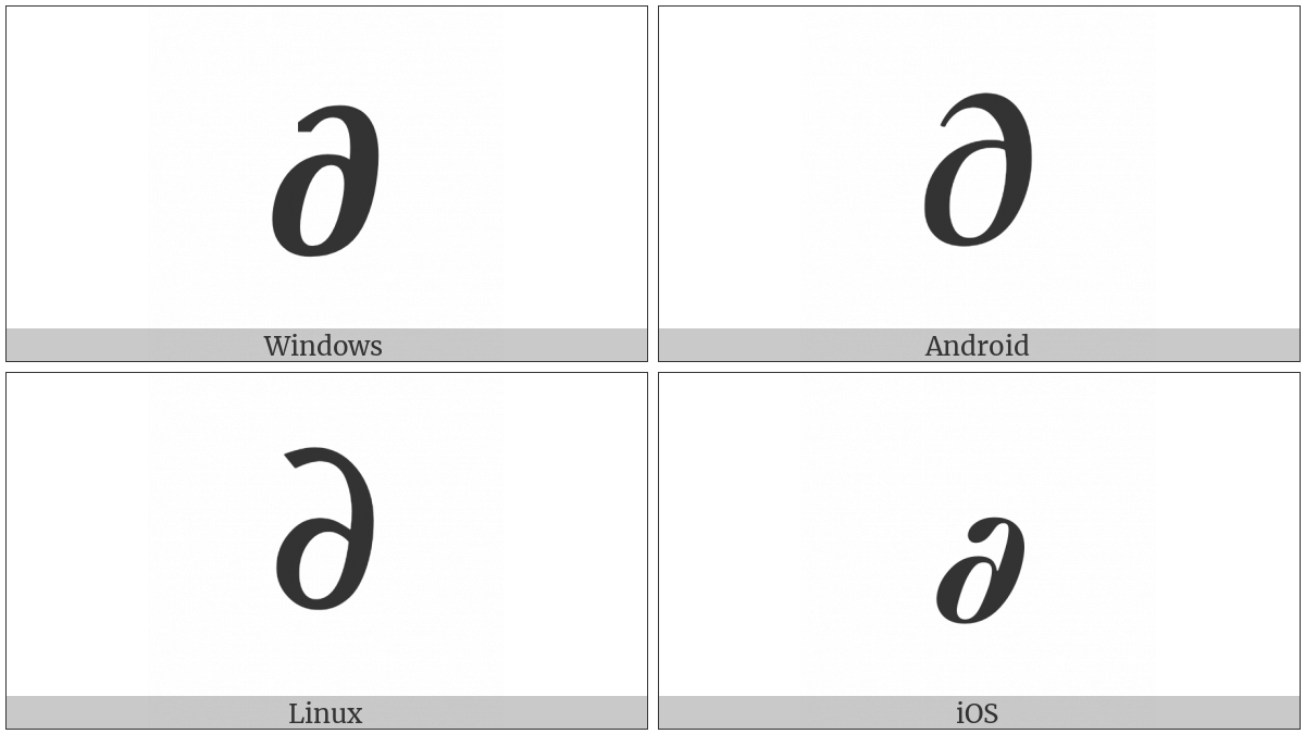 Mathematical Bold Italic Partial Differential on various operating systems