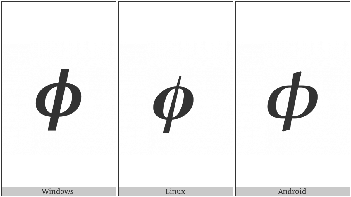 Mathematical Bold Italic Phi Symbol on various operating systems