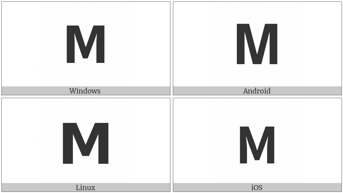 Mathematical Sans-Serif Bold Capital Mu on various operating systems