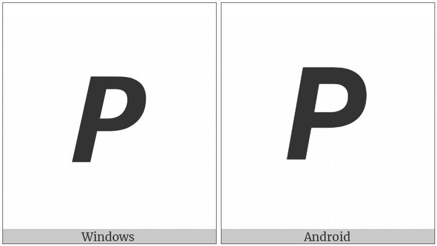 Mathematical Sans-Serif Bold Italic Capital Rho on various operating systems